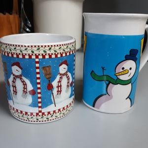 Two snowman mugs